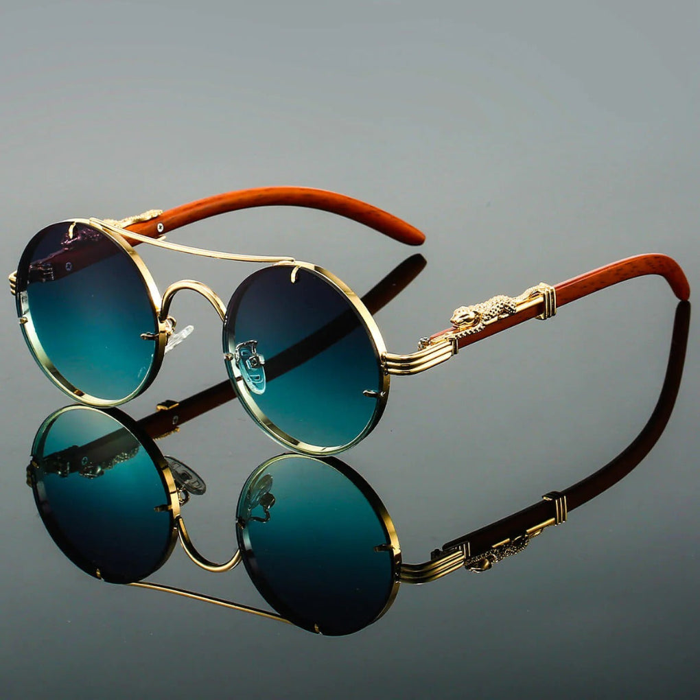 Lunettes de soleil rondes unisexe à double pont et verres dégradés