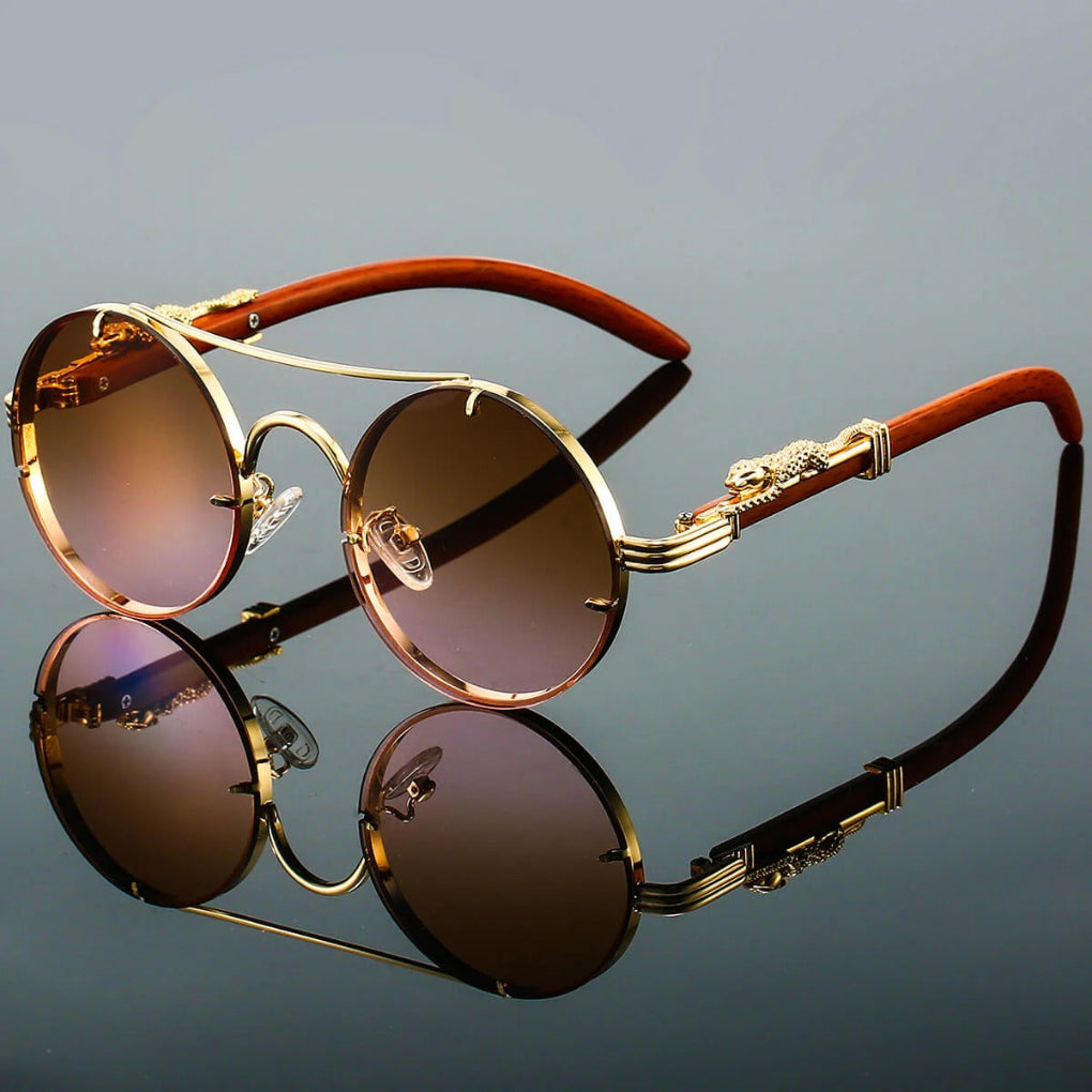 Lunettes de soleil rondes unisexe à double pont et verres dégradés