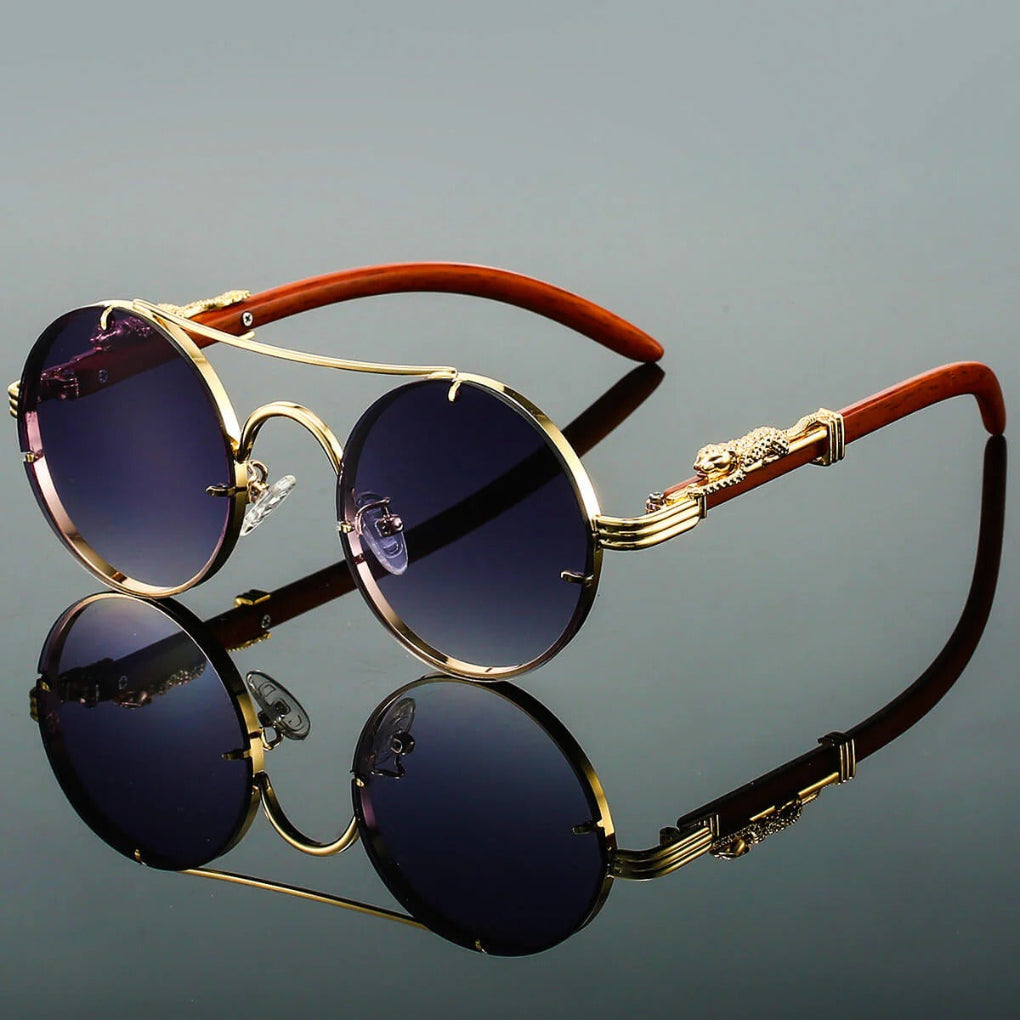 Lunettes de soleil rondes unisexe à double pont et verres dégradés