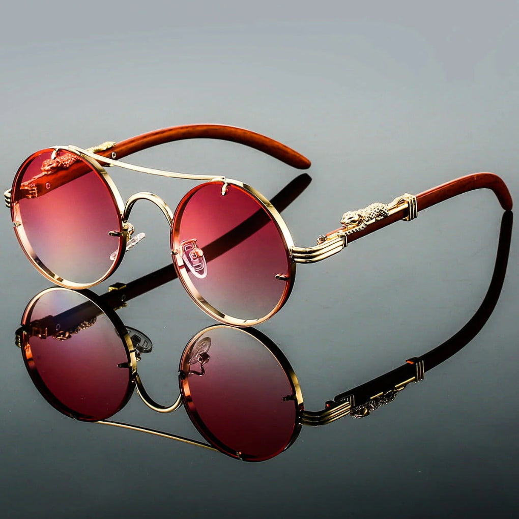 Lunettes de soleil rondes unisexe à double pont et verres dégradés