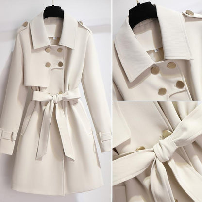 Manteau ceinturé à double boutonnage femme