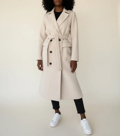 Manteau d'hiver mi-long ceinturé pour femme