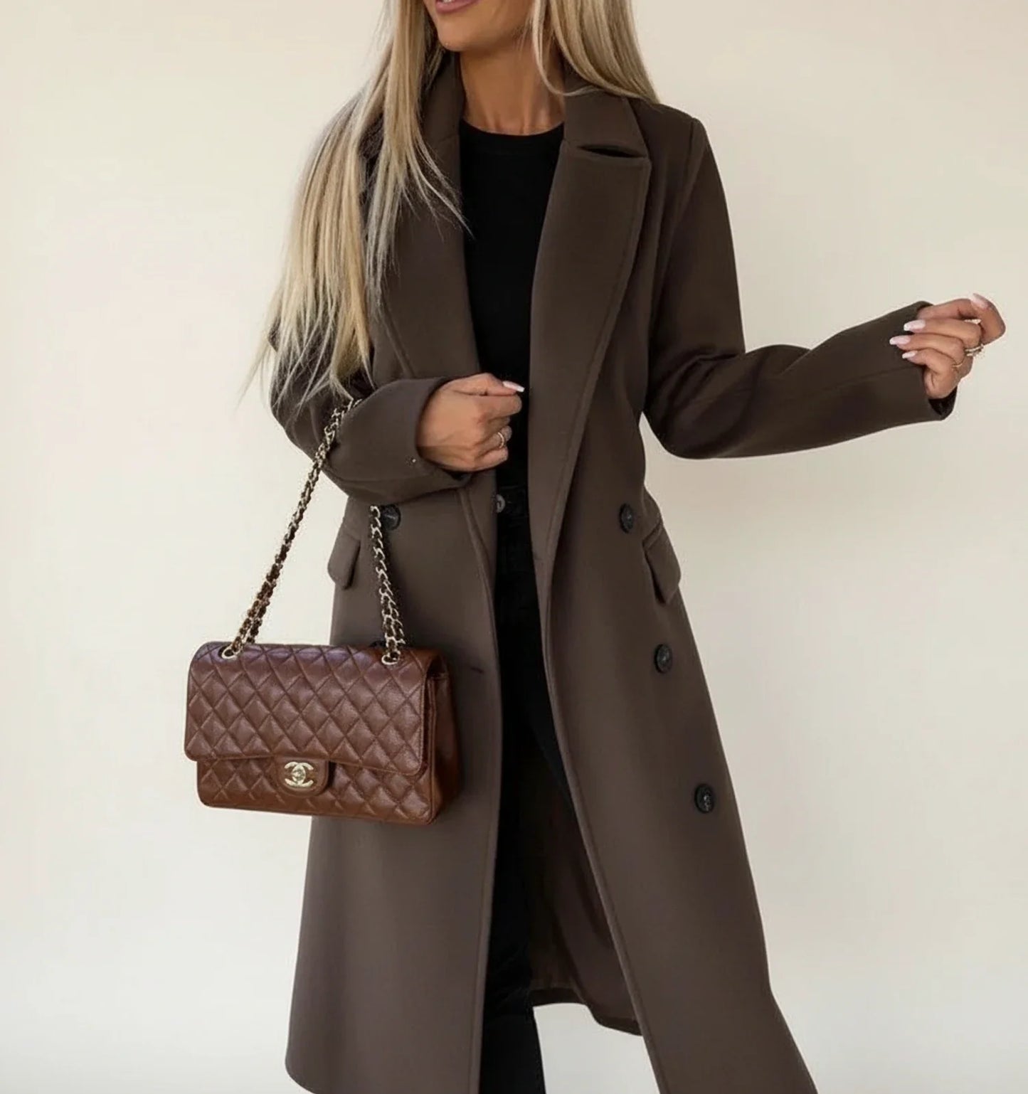 Manteau d'hiver mi-long ceinturé pour femme