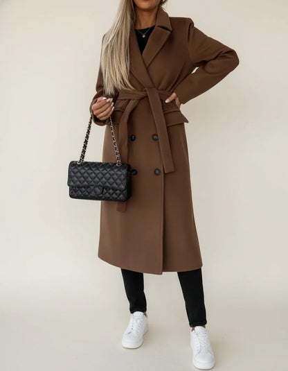 Manteau d'hiver mi-long ceinturé pour femme
