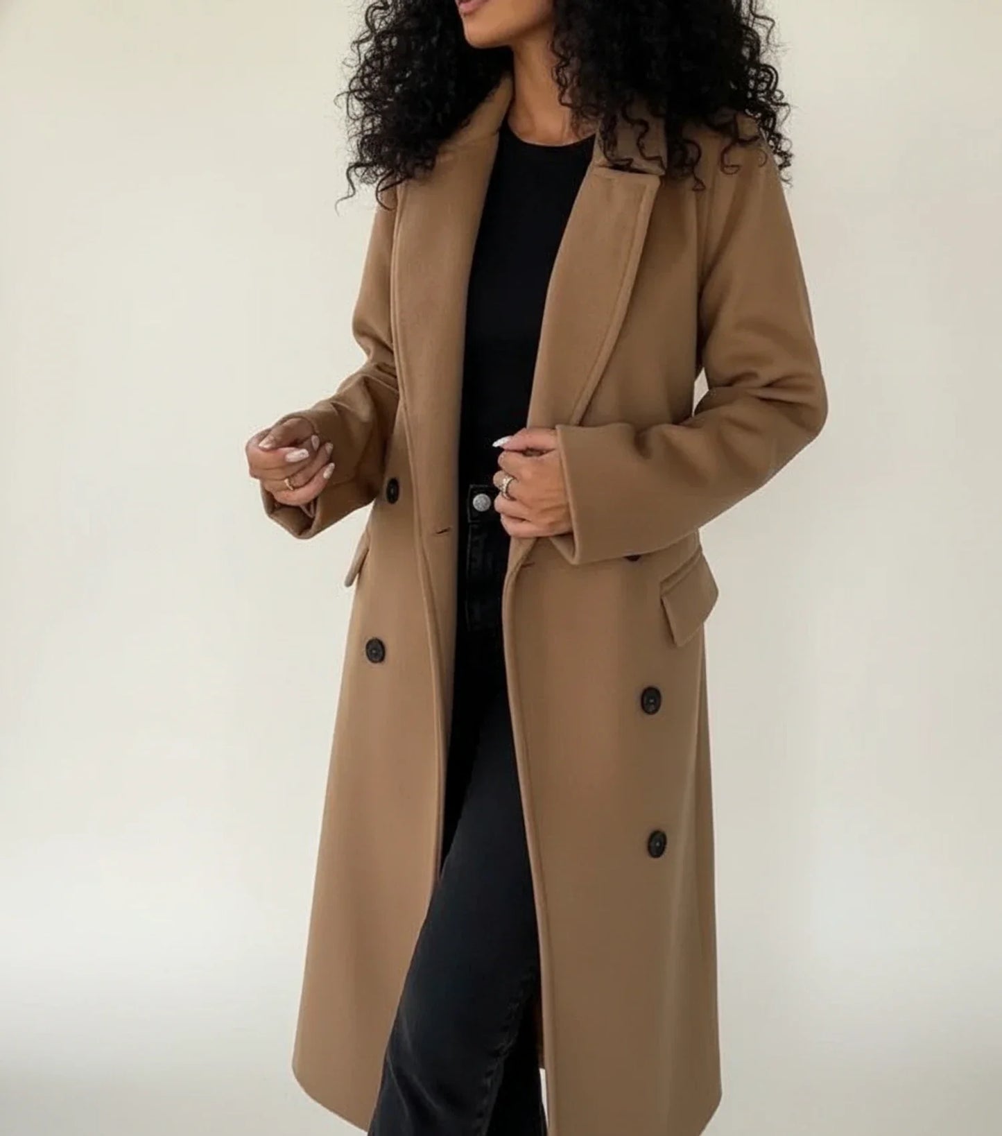 Manteau d'hiver mi-long ceinturé pour femme
