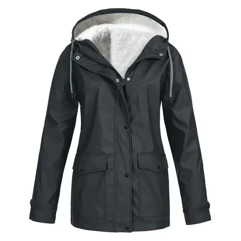 Manteau de pluie à capuche coupe trapèze pour femme