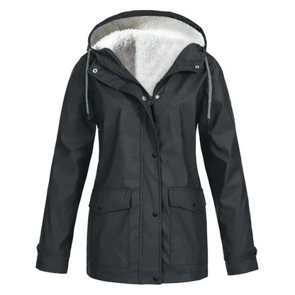 Manteau de pluie à capuche coupe trapèze pour femme