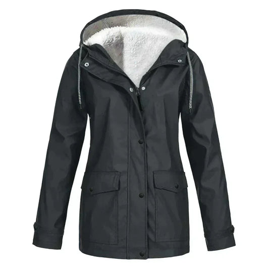 Manteau de pluie à capuche coupe trapèze pour femme