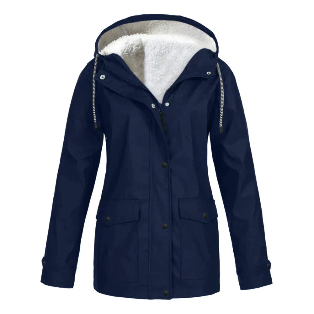Manteau de pluie à capuche coupe trapèze pour femme