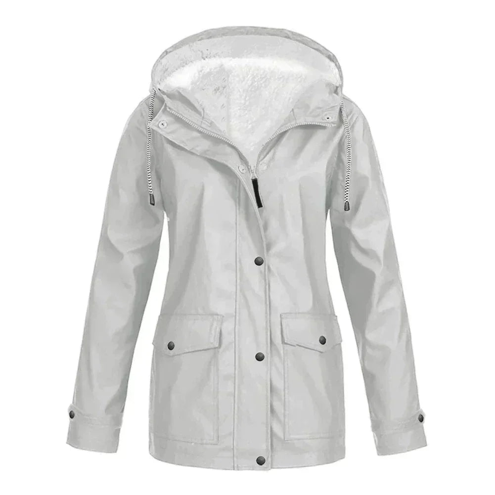 Manteau de pluie à capuche coupe trapèze pour femme