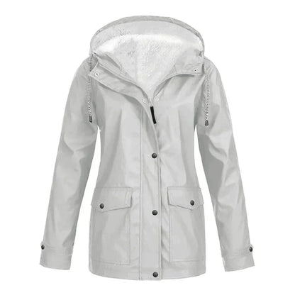 Manteau de pluie à capuche coupe trapèze pour femme