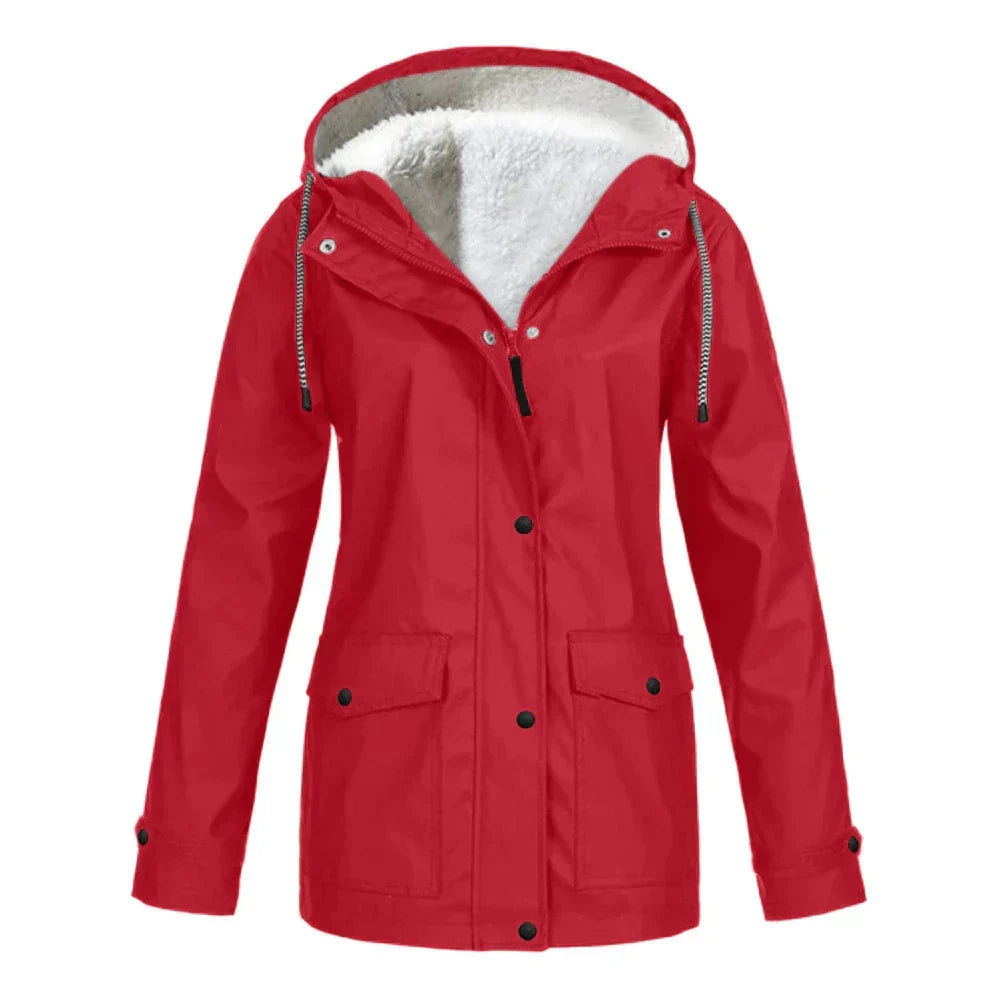 Manteau de pluie à capuche coupe trapèze pour femme