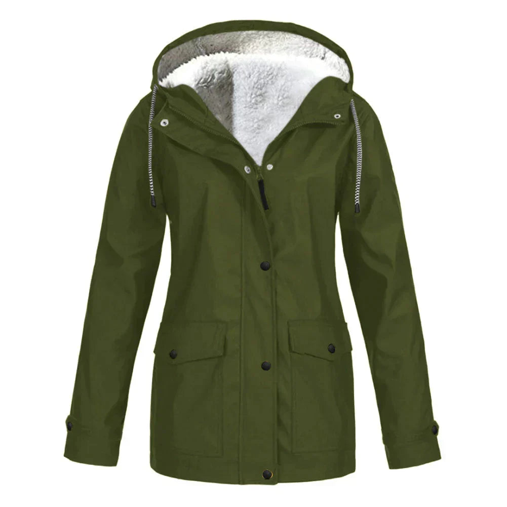 Manteau de pluie à capuche coupe trapèze pour femme