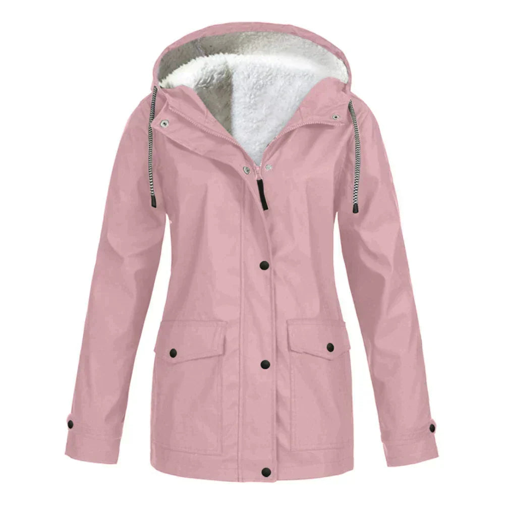Manteau de pluie à capuche coupe trapèze pour femme