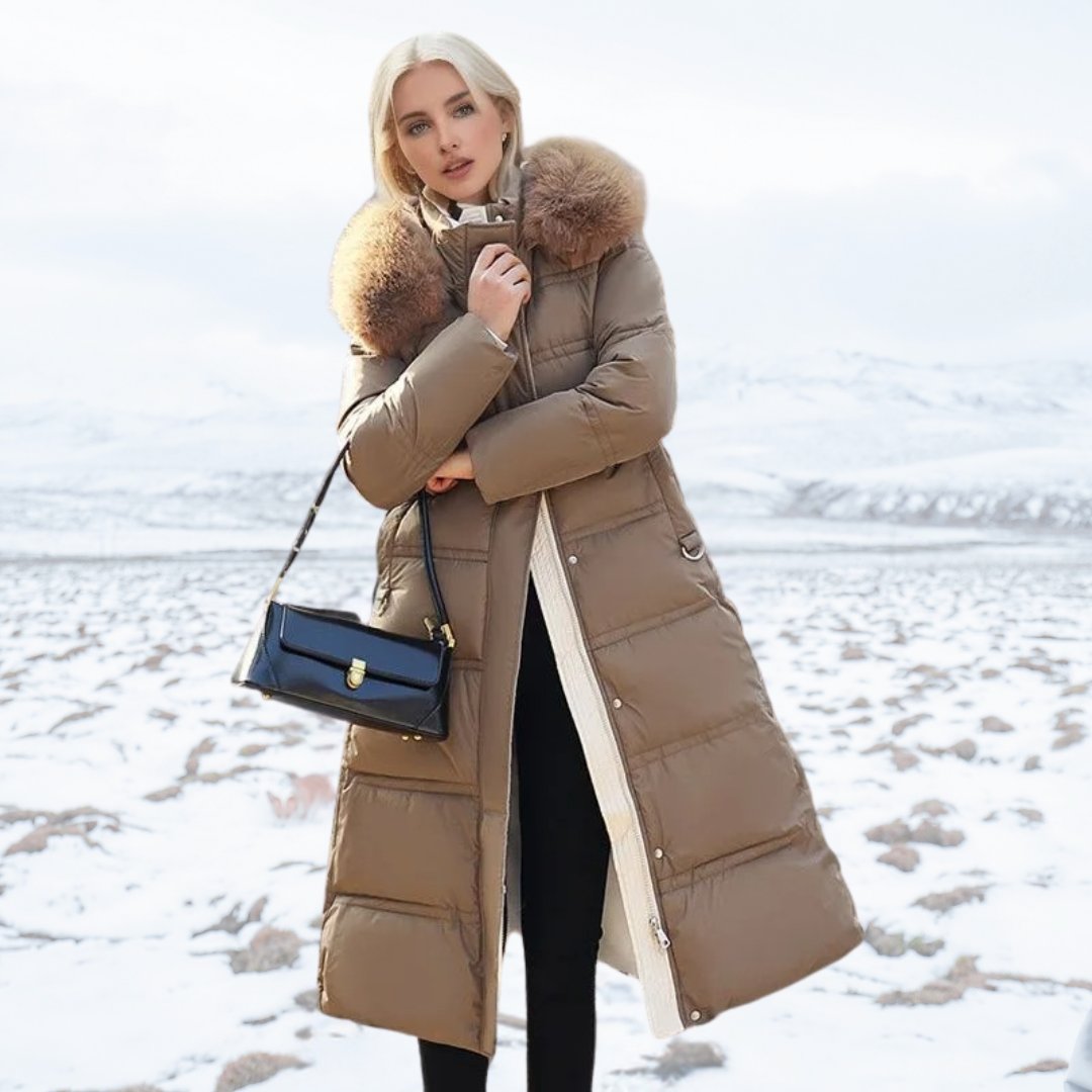 Manteau doudoune à fausse fourrure pour femme