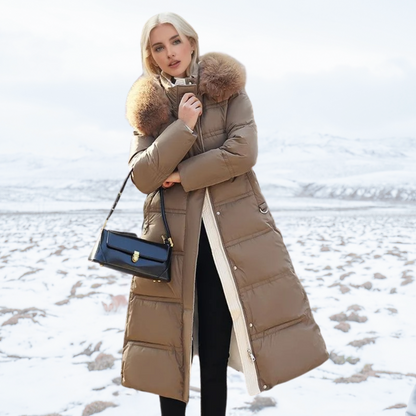 Manteau doudoune à fausse fourrure pour femme