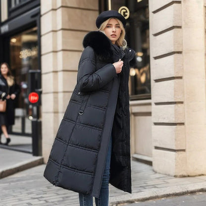 Manteau doudoune à fausse fourrure pour femme