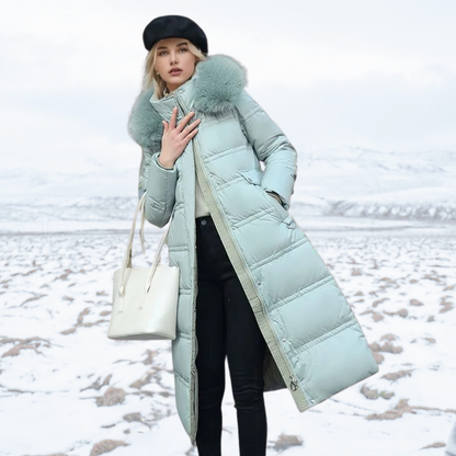 Manteau doudoune à fausse fourrure pour femme