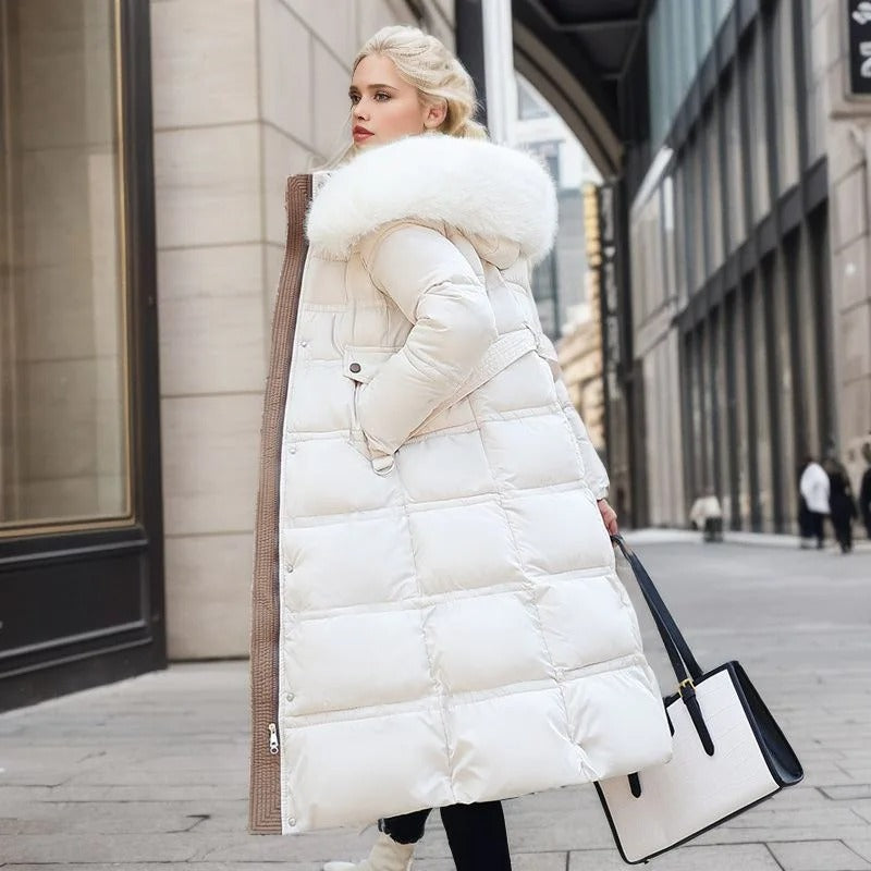Manteau doudoune à fausse fourrure pour femme