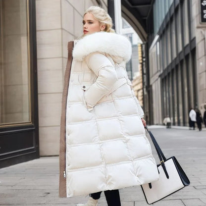 Manteau doudoune à fausse fourrure pour femme
