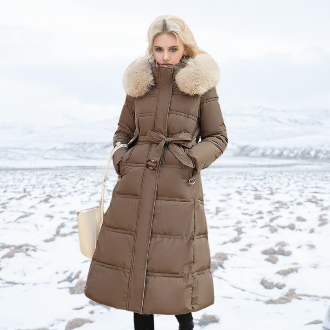 Manteau doudoune à fausse fourrure pour femme