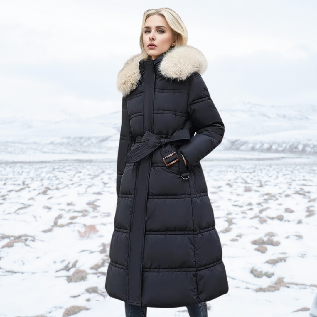 Manteau doudoune à fausse fourrure pour femme