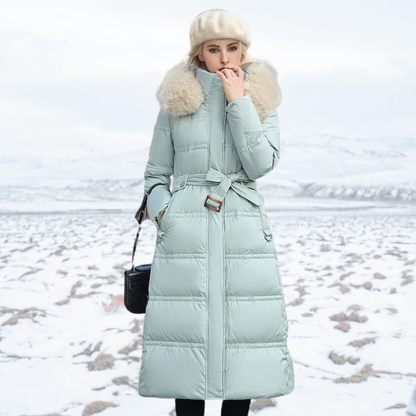 Manteau doudoune à fausse fourrure pour femme
