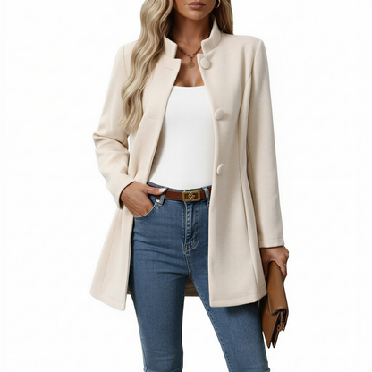 Manteau femme coupe trapèze à boutons