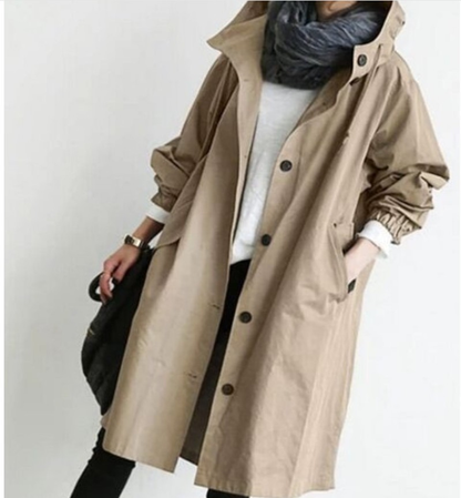 Manteau long à capuche femme