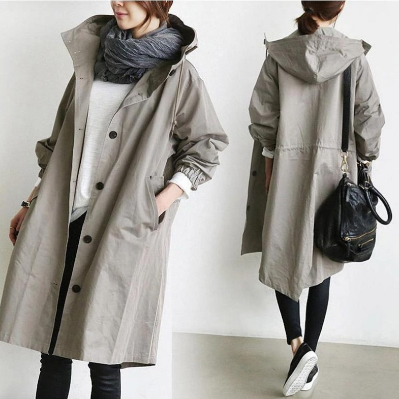 Manteau long à capuche femme