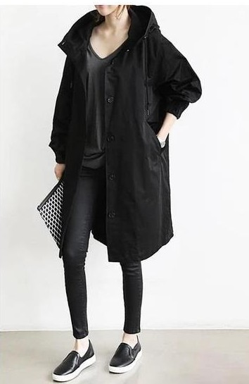 Manteau long à capuche femme