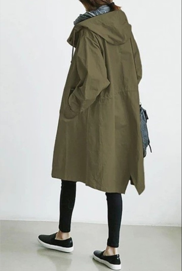 Manteau long à capuche femme