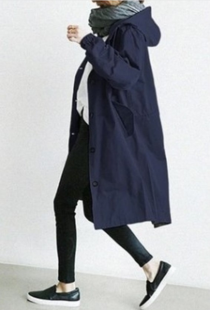 Manteau long à capuche femme