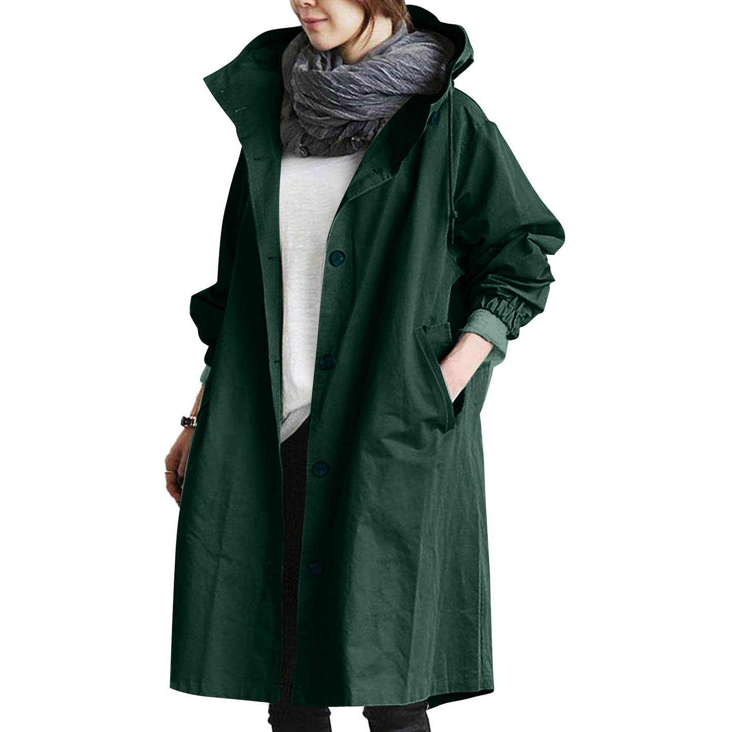 Manteau long à capuche femme