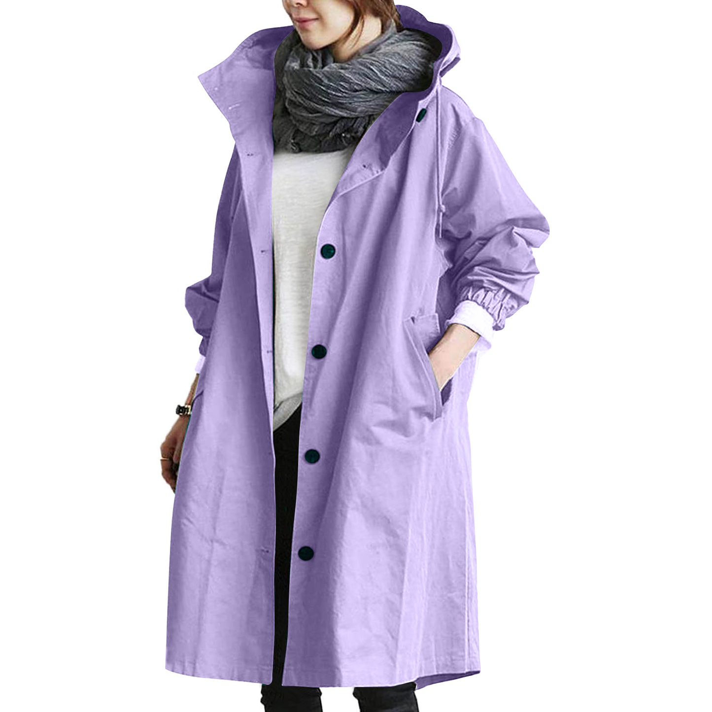 Manteau long à capuche femme