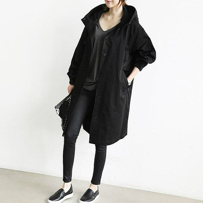 Manteau long à capuche pour femme