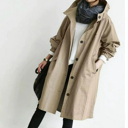 Manteau long à capuche pour femme
