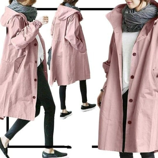 Manteau long à capuche pour femme