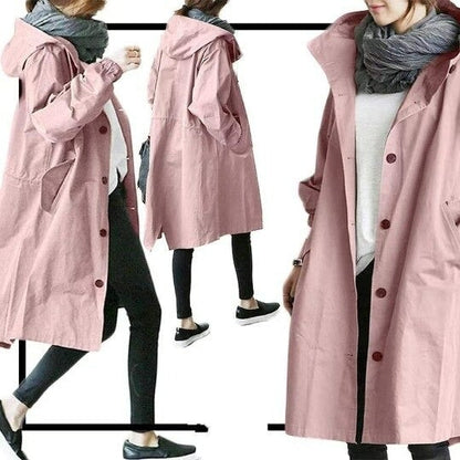 Manteau long à capuche pour femme