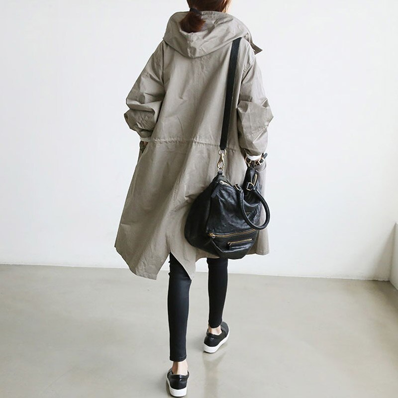 Manteau long à capuche pour femme