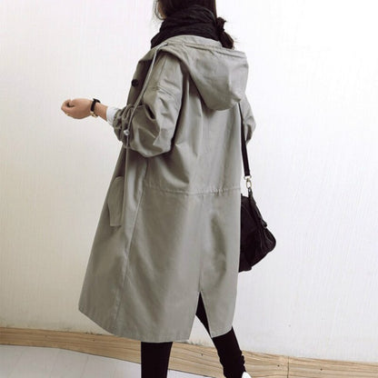 Manteau long à capuche pour femme