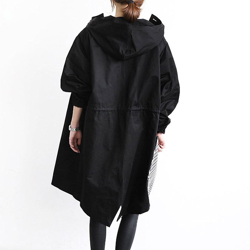 Manteau long à capuche pour femme