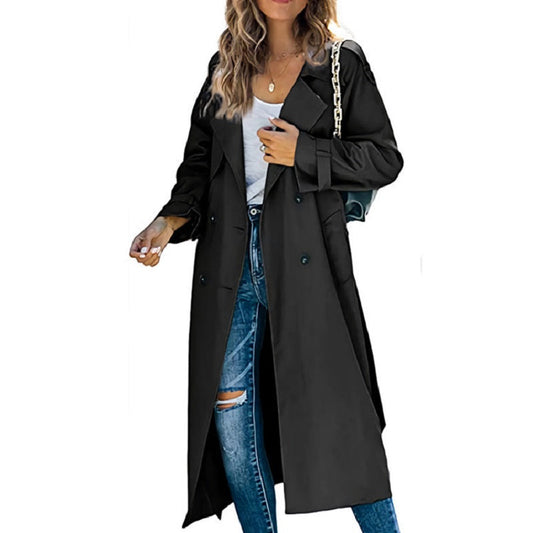 Manteau long à double boutonnage femme