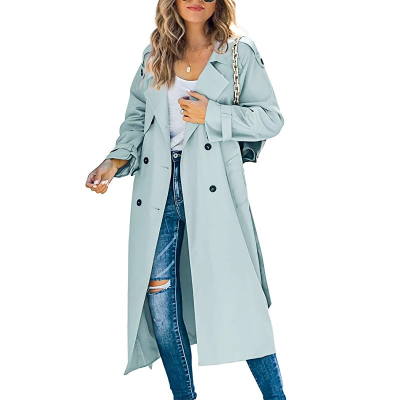 Manteau long à double boutonnage femme