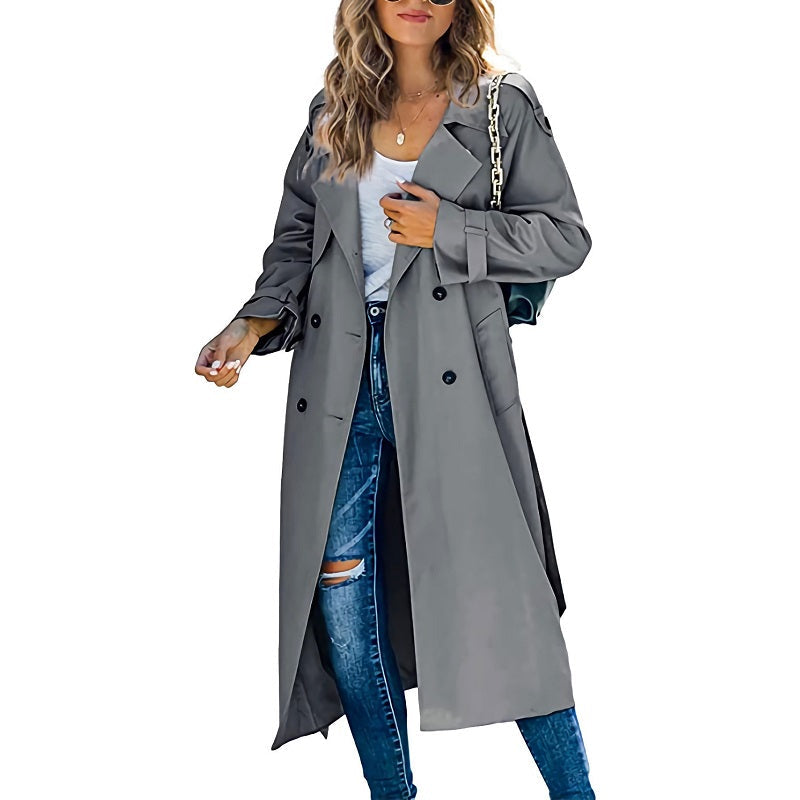 Manteau long à double boutonnage femme