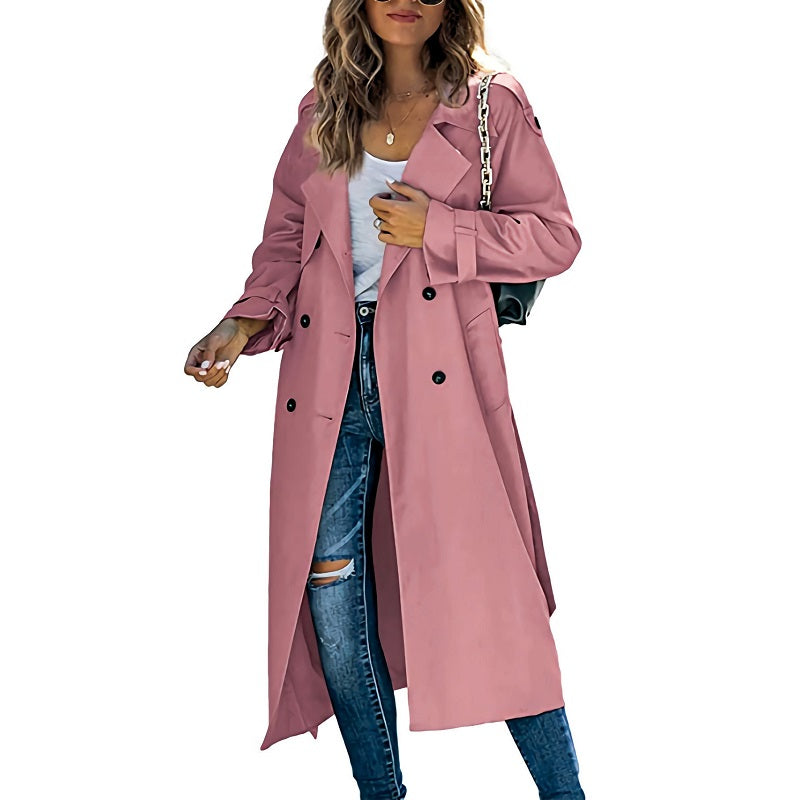 Manteau long à double boutonnage femme