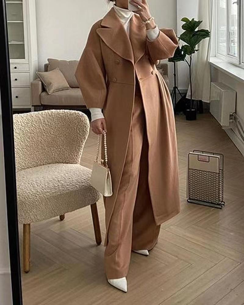 Manteau long à double boutonnage pour femme