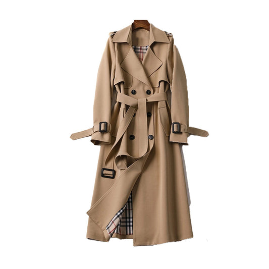Manteau long croisé femme