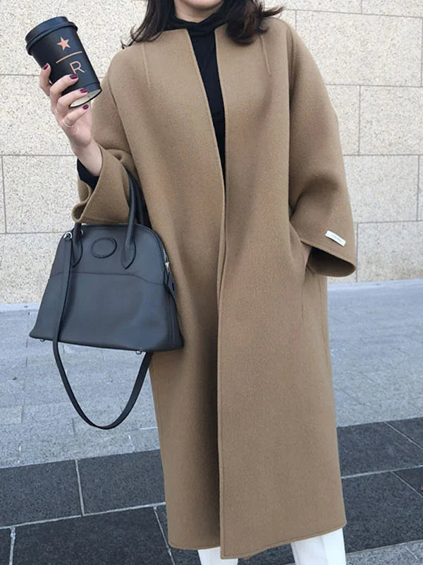 Manteau long d’hiver ouvert devant pour femme