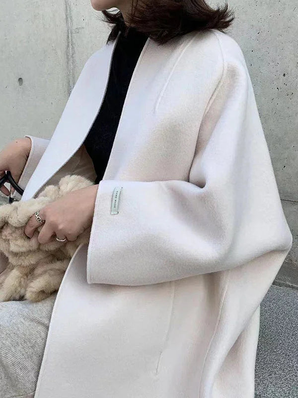 Manteau long d’hiver ouvert devant pour femme